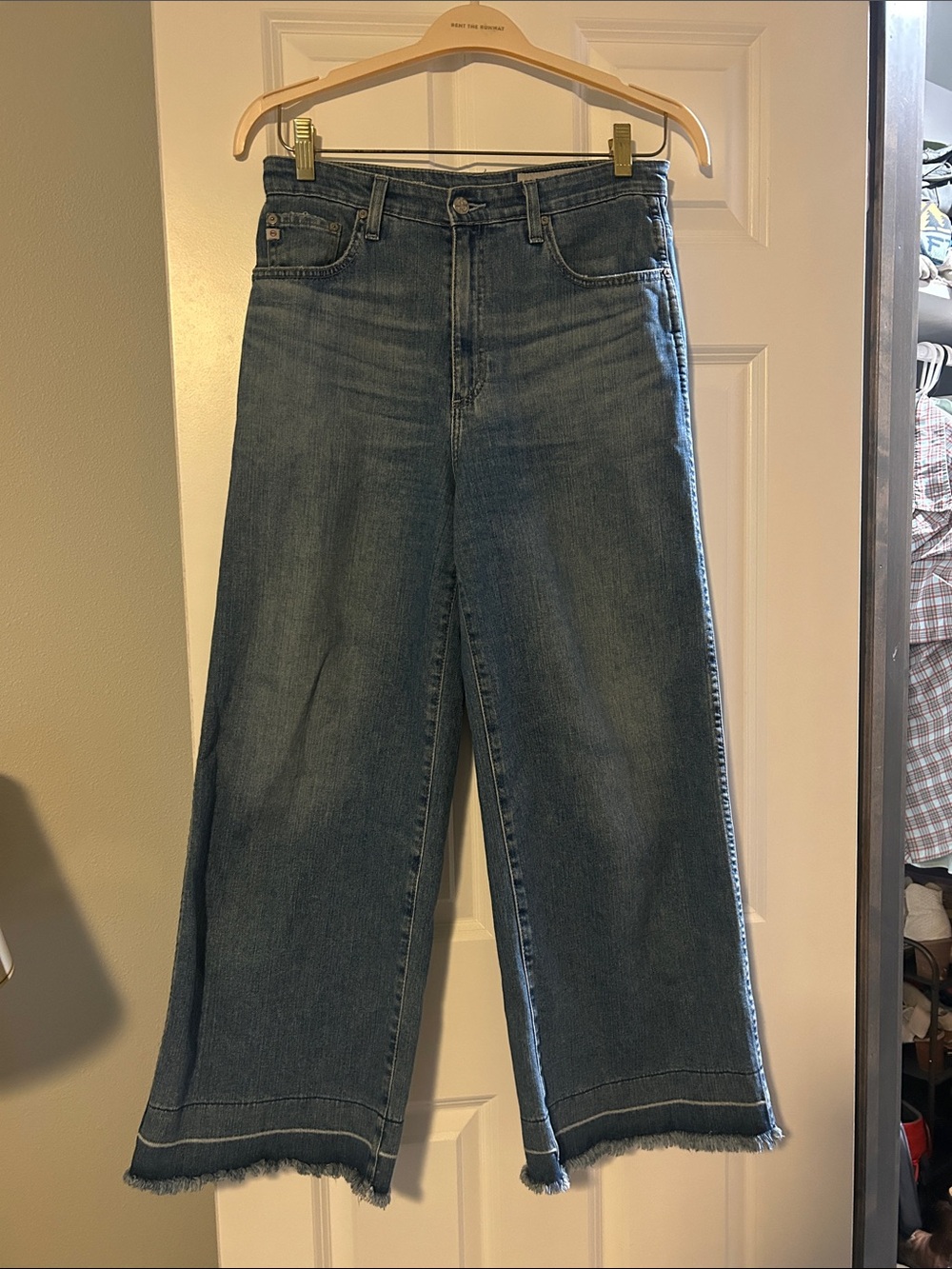 AG Denim- Adriano Goldschmied Wide-Leg High-Rise Jeans in Medium Blue Wash